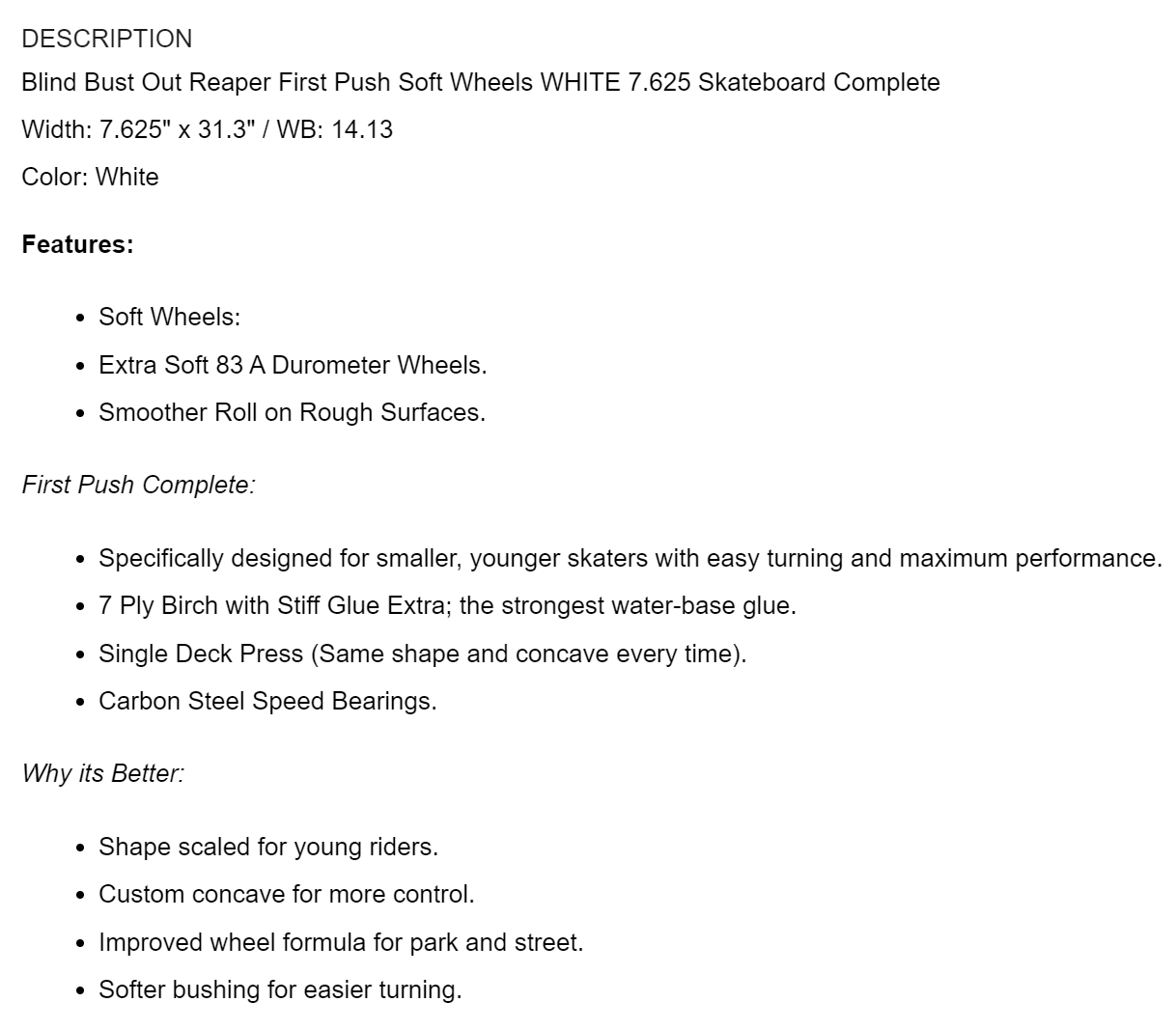 Shop Online for Blind Bust Out Reaper 7.625" Complete Skateboard at