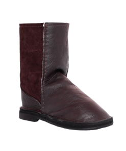 Instep Leather Front Sheepskin Boots Brown Leather Front
