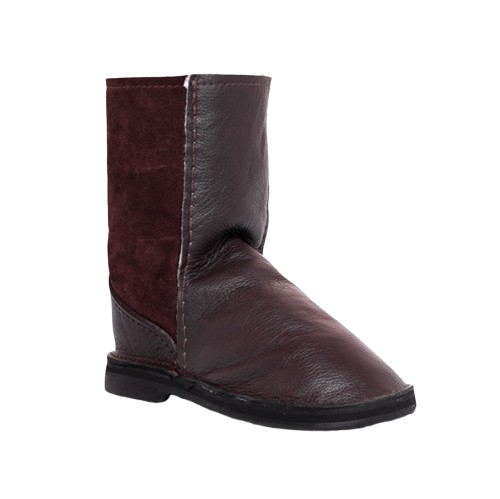 Instep Leather Front Sheepskin Boots Brown Leather Front