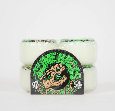 54mm Slime Balls Skateboard Wheels Vomit Mini 97A White Green - Image 2