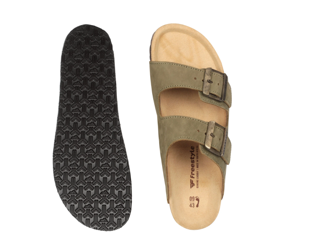 Freestyle Corkies Sophie Ladies Anatomical Premium Nubuck Leather Sandals Olive - Image 2