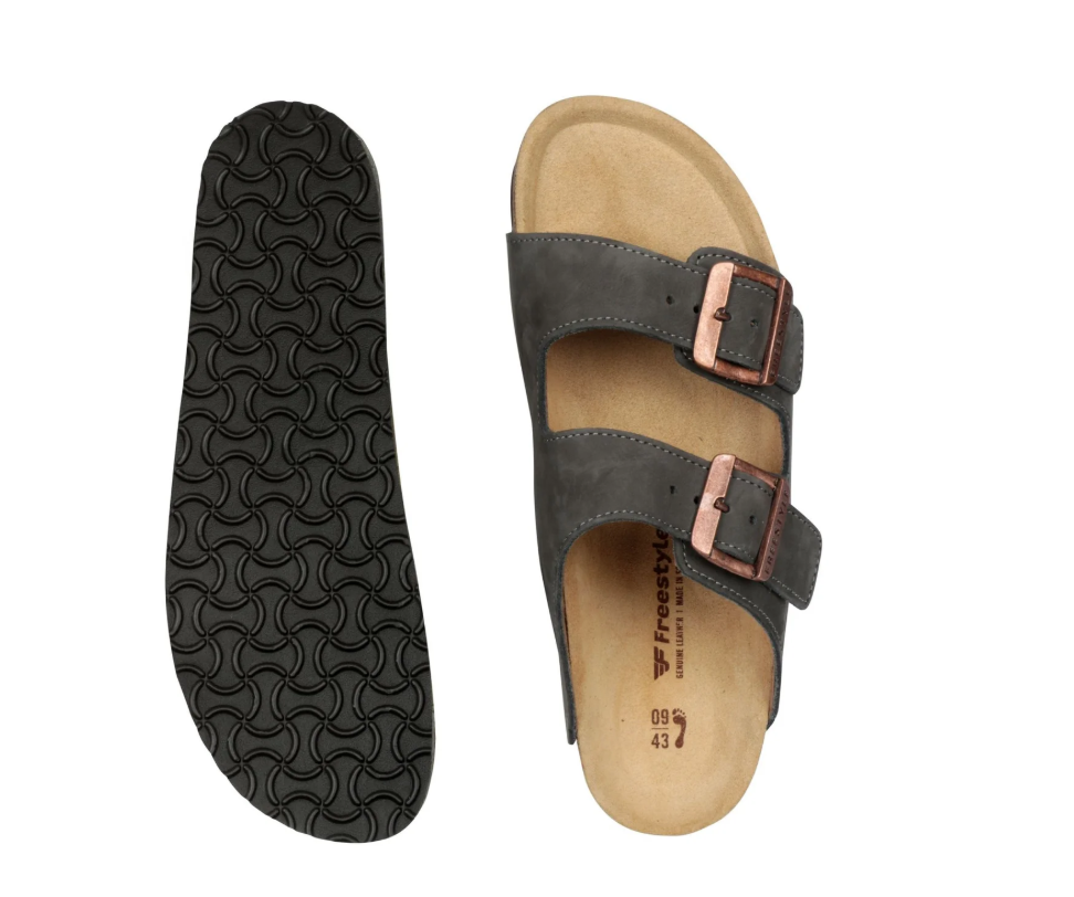 Freestyle Corkies Mattheus Premium Leather Anatomical Health Sandal Charcoal - Image 2