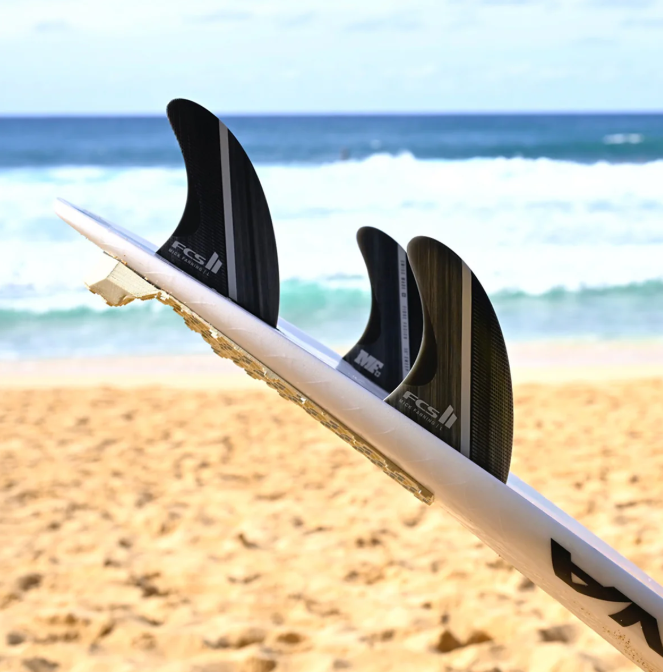 FCS II Mick Fanning Glass Fibre Fusion Tri Fin Set Smoke White (M) - Image 2