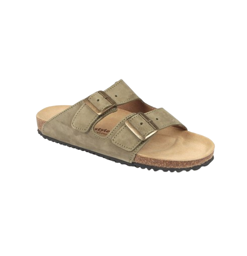 Freestyle Corkies Sophie Ladies Anatomical Premium Nubuck Leather Sandals Olive