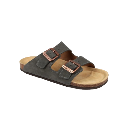 Freestyle Corkies Mattheus Premium Leather Anatomical Health Sandal Charcoal