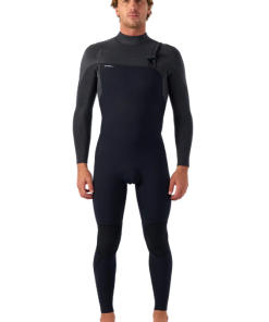 NEW STOCK 2026 O'Neill Mens Hyperfreak 4/3+ Chest Zip Wetsuit Black / Tempered Steel