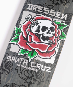 Alternative view of Santa Cruz 9.25in Dressen Skull Rose Santa Cruz Shaped Skateboard Deck