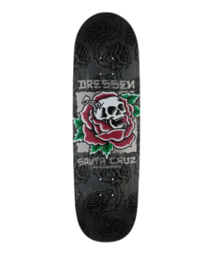 Santa Cruz 9.25in Dressen Skull Rose Santa Cruz Shaped Skateboard Deck