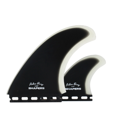 Shapers Asher Pacey 5.59" Twin Fin Set +Trailer - Black Clear