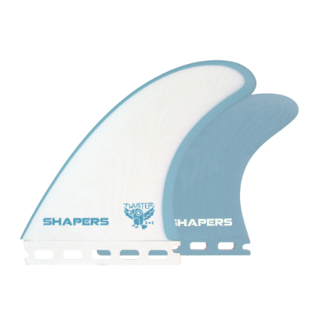 Shapers Twuster Pro 2+1 Twin Fin Set - White Blue