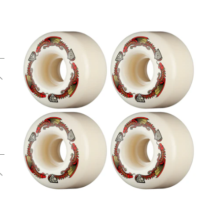 Powell Peralta Dragon Formula V4 Wide Wheels White/Red 93A 54mm x 34mm
