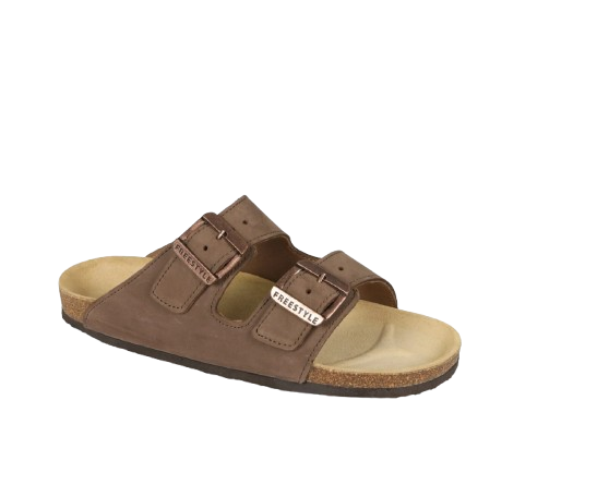 Freestyle Corkies Mattheus Premium Leather Anatomical Health Sandal Nubuk Brown