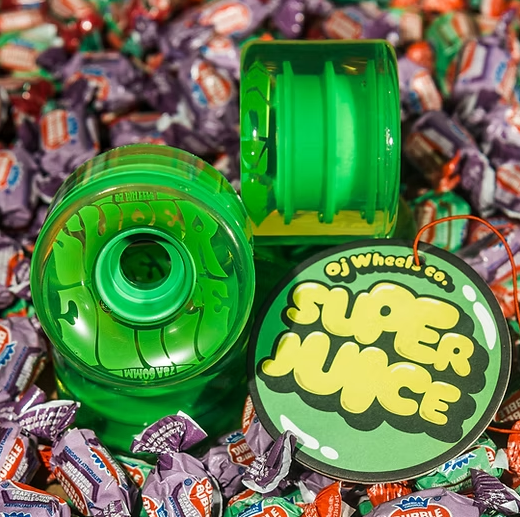 OJ Bubble Gum Super Juice Transparent Green 60mm 78a Skateboard Wheels - Image 2
